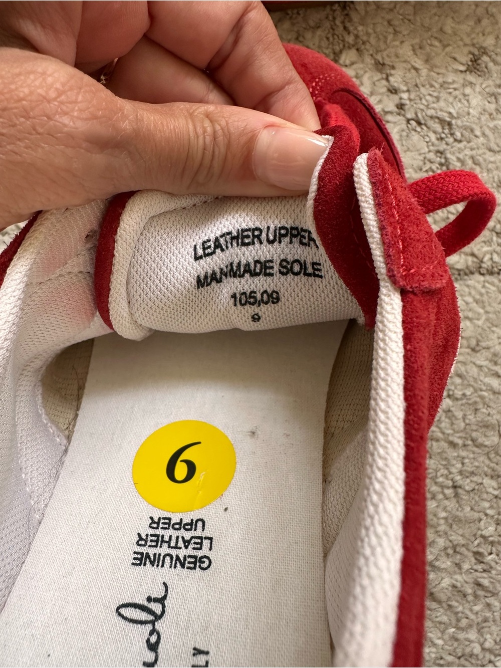 Mila Paoli Red Suede Sneakers with White Stripe - Picture 8 of 8